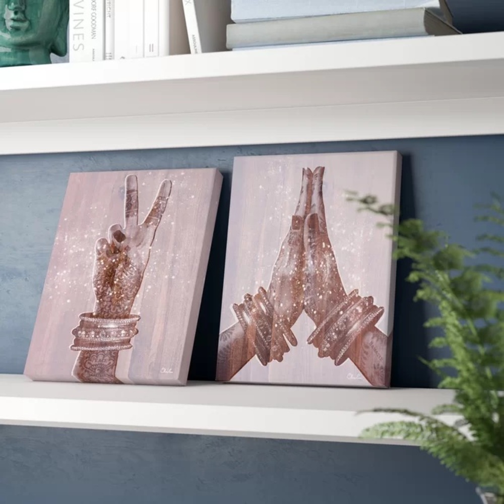 Peace And Namaste On Canvas 2 Pieces by Olivia Rose Print NWOT